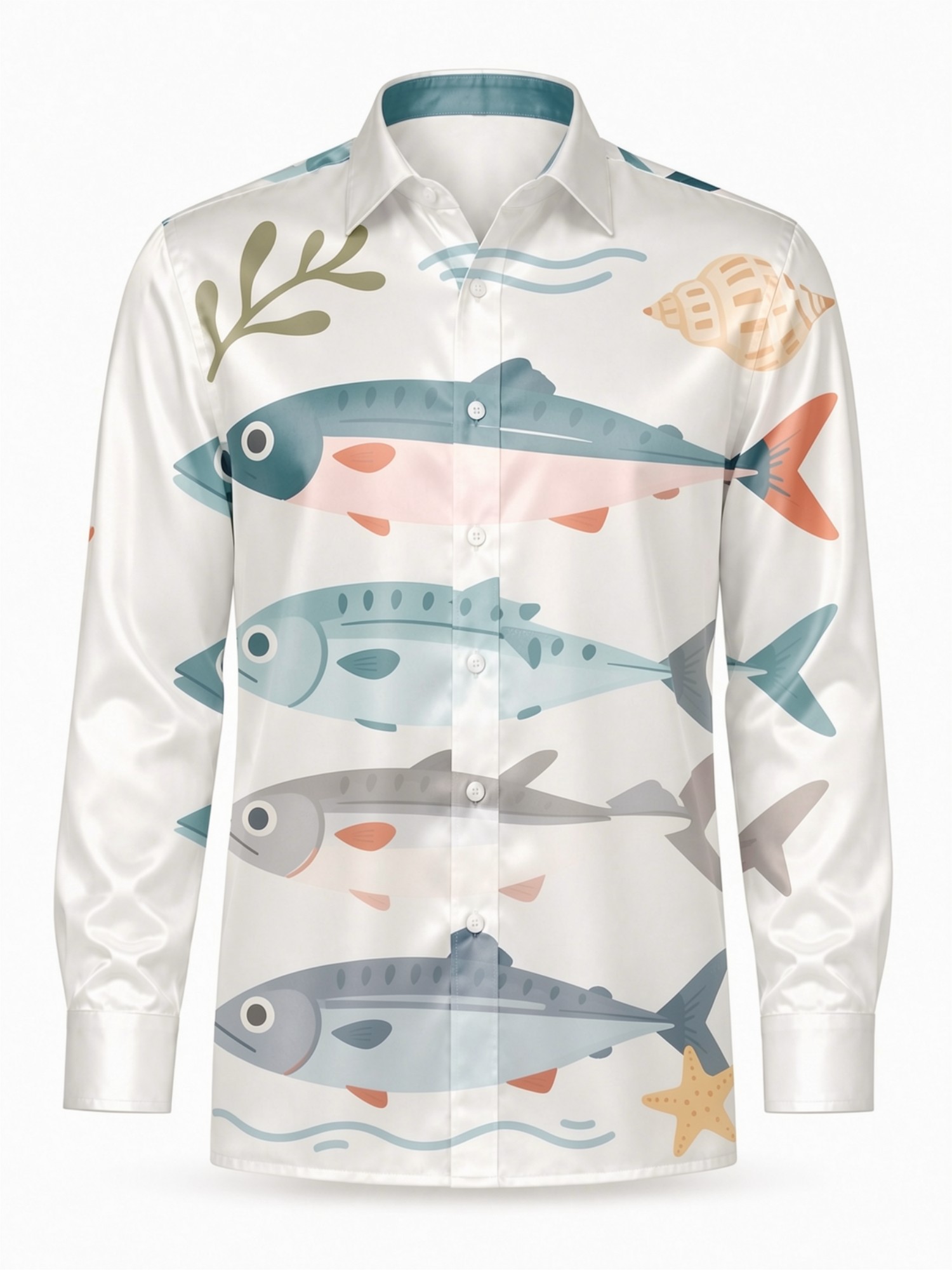 Mens Luxury Satin Long Sleeve  - Resort Shirt Floral review and price